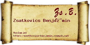 Zsatkovics Benjámin névjegykártya